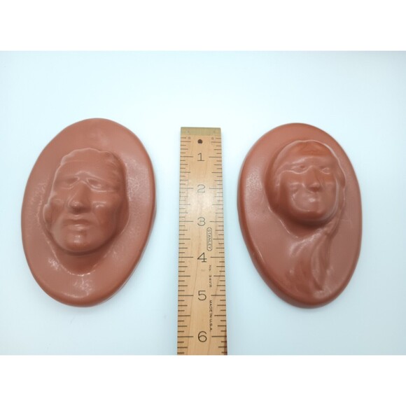 Vtg Van Briggle Art Pottery Figural Wall Plaques Native American Set 2 Brown - Picture 2 of 7